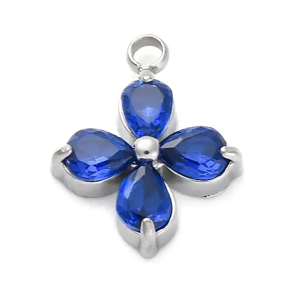 304 Stainless Steel Micro Pave Cubic Zirconia Pendants