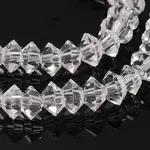 Faceted Bicone Transparent Glass Bead Strands