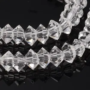 Faceted Bicone Transparent Glass Bead Strands