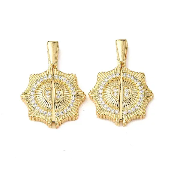 Brass Micro Pave Cubic Zirconia Openable Pendants