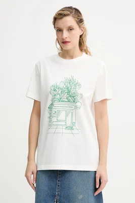 Bavlněné tričko A.P.C. t-shirt magasin bílá barva, COGCK.M26449