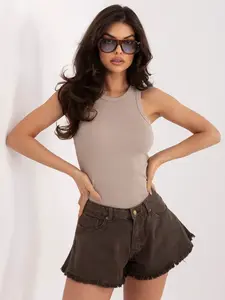 Tmavě béžový bavlněný top