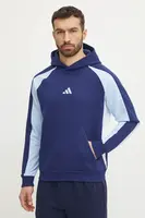 Mikina adidas Essential Colorblock pánská, tmavomodrá barva, s kapucí, vzorovaná, JD8064