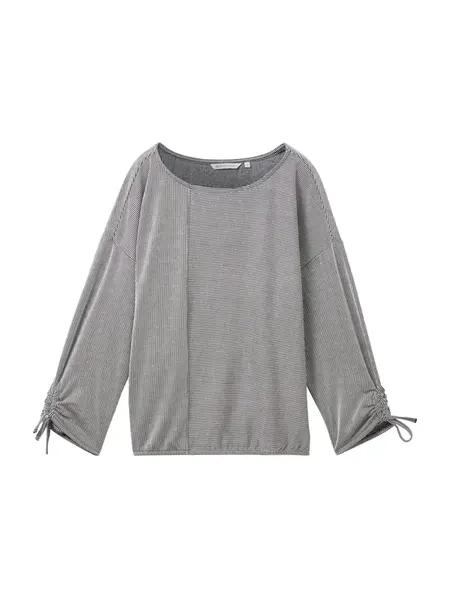 TOM TAILOR DENIM Tričko  námornícka modrá / šedobiela