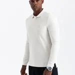 Ombre Structured men's polo longsleeve with patch - white