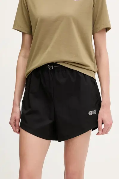 Outdoorové šortky Picture Oslon dámské, černá barva, high waist, WSH0102