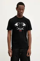 Bavlněné tričko HUGO Dobero pánské, černá barva, s potiskem, 50542734