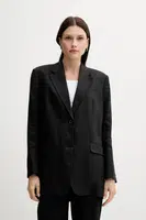 Plátěné sako Tommy Hilfiger černá barva, oversize, WW0WW47163