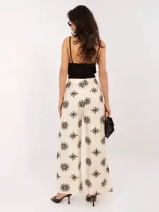 Jasnobéžové vzorované kalhoty