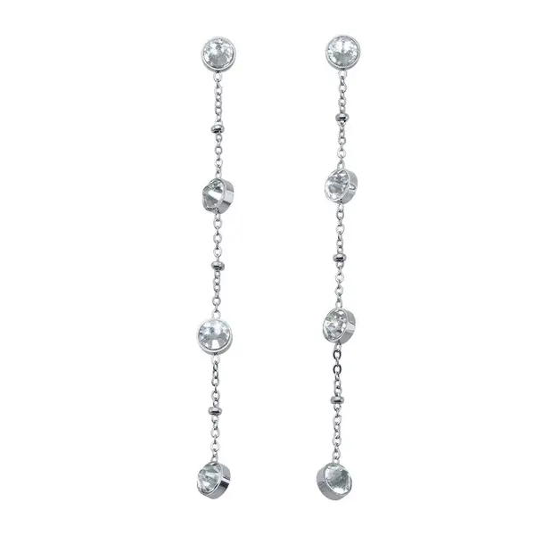 CRYSTalp Dlouhé ocelové náušnice s krystaly 42158.E