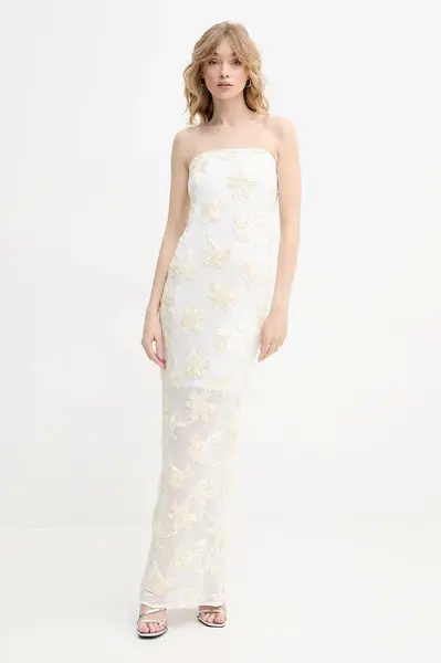 Šaty Rotate béžová barva, maxi, 113892857