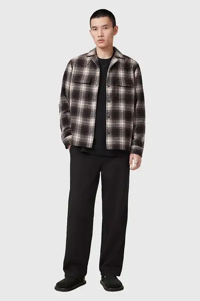 Kalhoty s příměsí lnu AllSaints HANBURY černá barva, M038TC