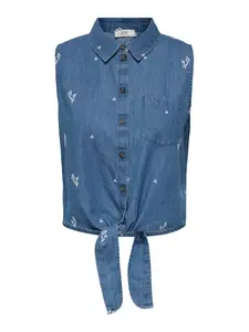 JDY Blúzka 'JDYKAI'  modrá denim / biela