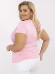 Světle růžové bavlněné tričko plus size