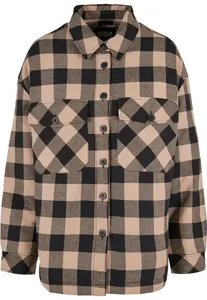 Women's flannel padded overshirt black/softtaupe