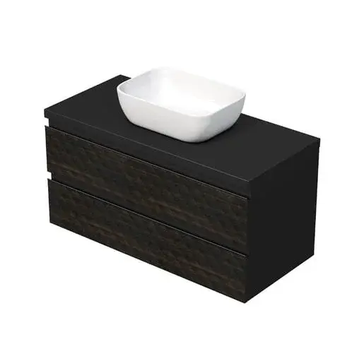 Kúpeľňová skrinka s krycou doskou SAT Cube Way 100x47,5x46 cm hnedá mat CUBE3D461002ZHKD