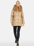 PERSO Woman's Women's ¾ length real down jacket with natural raccoon fur ,  color