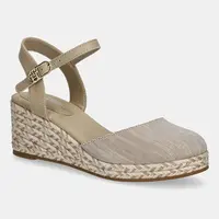 Espadrilky Tommy Hilfiger CHAMBRAY MID WEDGE ESPAD béžová barva, na klínku, FW0FW08477