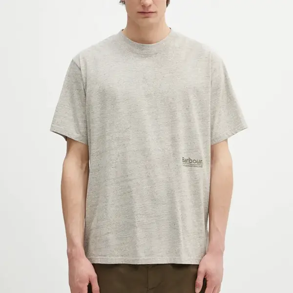 Tričko Barbour Barbour Calton Linen Blend OS Fit T-Shirt pánské, béžová barva, s aplikací, MTS1404
