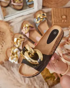 Resti Royalfashion Black women's flip-flops with Sofig decoration