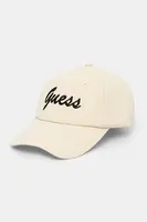Bavlněná baseballová čepice Guess béžová barva, s aplikací, V5GZ00 WFKN0