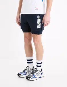 Tmavomodré športové kraťasy Celio Marvel Captain America