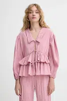 Košile Stine Goya dámská, růžová barva, relaxed, s klasickým límcem, SG-SS25-T054-2342