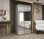 Šatní skříň Abi Alicante 3 Rozměry: 100 cm, Pásky / úchyty: Zlatý, Barva korpusu + barva dveří: Kašmír + zrcadlo