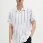 Košile Barbour Garnock Stripe S/S Regular Fit Shirt pánská, bílá barva, relaxed, s klasickým límcem, MSH5608