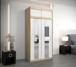 Šatní skříň Abi Po s nástavcem Barva korpusu: Bílá, Rozměry: 150 cm, Dveře: Dub artisan