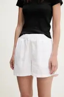 Lněné kraťasy Superdry dámské, béžová barva, high waist, W7110450A-04C