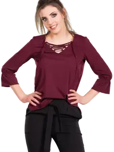 Blouse with lace-up neckline purple