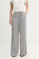 Kalhoty Tommy Hilfiger dámské, tmavomodrá barva, široké, high waist, WW0WW45890