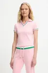 Polo tričko Juicy Couture SHRUNKEN POLO TEE dámské, růžová barva, JCWCT225355
