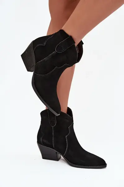 Boto Nazouvací dámské kozačky z přírodního semiše černé Beretta