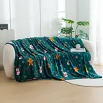 Vianočná mikroplyšová deka SNOWMAN AND GINGERBREAD zelená Rozmer: 200 x 220 cm