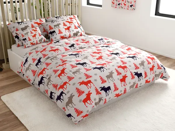 Bavlnené obliečky CHRISTMAS MOOSE biele Rozmer obliečky: 70 x 90 cm | 140 x 220 cm