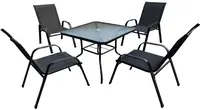 Záhradná súprava TAVERNO 1 + 4, stôl 80x80 cm, čierny