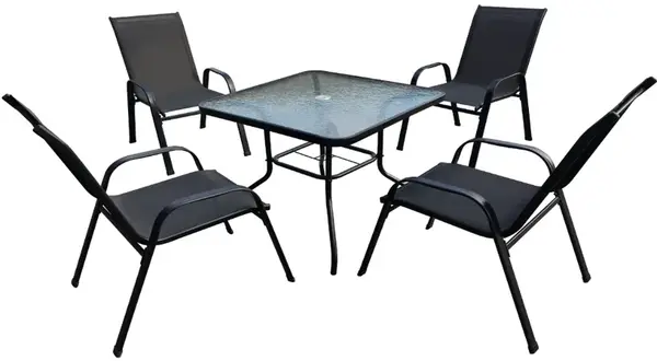 Záhradná súprava TAVERNO 1 + 4, stôl 80x80 cm, čierny