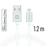Datový kabel Swissten Textile USB Lightning MFi 1,2 M , silver