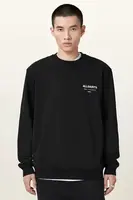 Bavlněná mikina AllSaints UNDERGROUND pánská, hnědá barva, s potiskem, M033NB