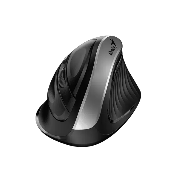 Genius Ergo 8250S /Bezdrátová/Vertikální/Optická/Pro praváky/1 600 DPI/USB/ černá-stříbrná