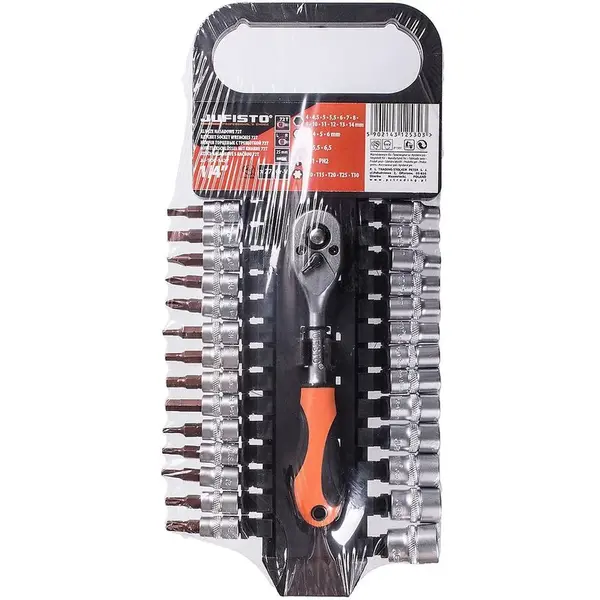 Kľúče nástrčné s račňou, 72T, 1/4˝, 4,0-13 mm, sada 27 ks,