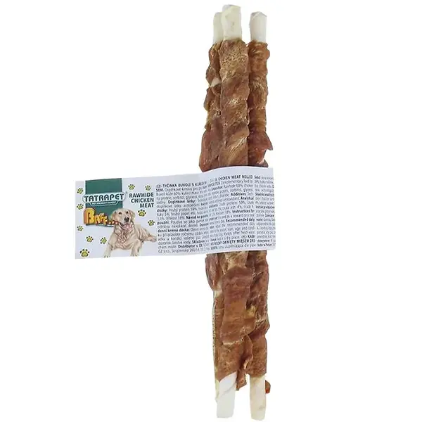 Biela byvolia tyčinka s kuracím mäsom 8-9 mm/20cm, 3 ks Baff