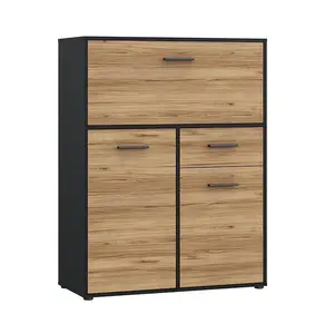 Komoda Mokkaro čierna/dub catania