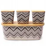 Chlebník s bambusovým krytom + 3 dózy