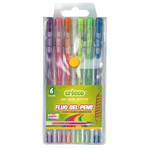 Gélové perá fluo Cricco 6 farieb