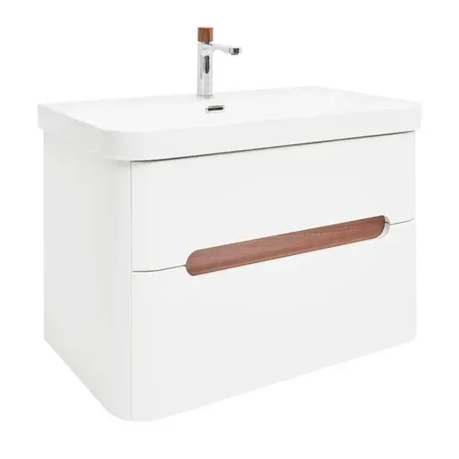 Kúpeľňová skrinka s umývadlom a batériou SAT Fusion 77,5x53x45 cm biela matná SATFUSION280WUBA