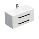 Kúpeľňová skrinka s čiernou úchytkou a umývadlom SAT Cube Way 100x53x46 cm biely lesk CUBE46C1002BIMOD