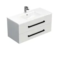 Kúpeľňová skrinka s čiernou úchytkou a umývadlom SAT Cube Way 100x53x46 cm biely lesk CUBE46C1002BIMOD